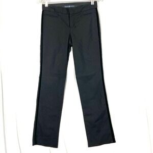 Vtg Y2K Gap Velvet Stripe Tuxedo Dress Pants Wms‎ 1 Black Wool Low Rise 90s EUC